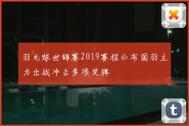 羽毛球世锦赛2019赛程公布国羽主力出战冲击多项奖牌